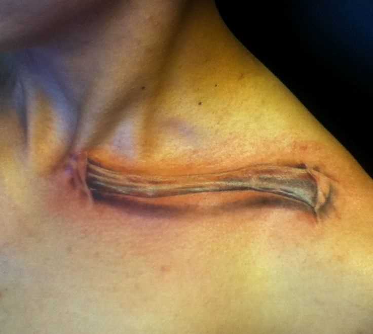 3d osso na clavícula cara - corpo de tatuagem