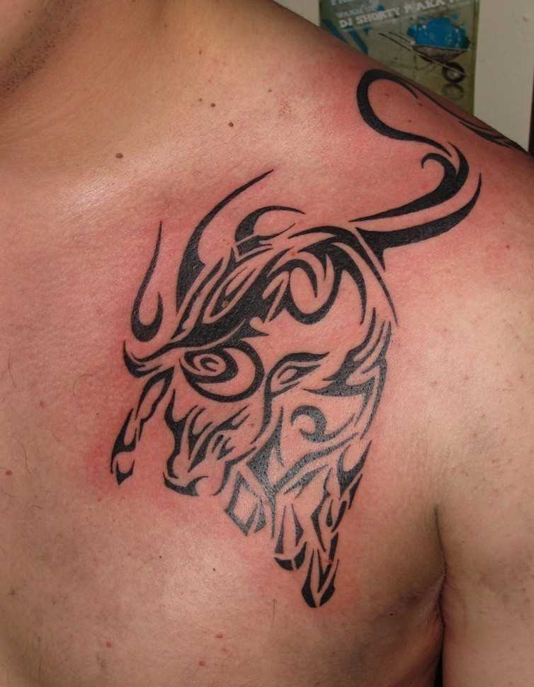a tatuagem do cara no peito - de touro