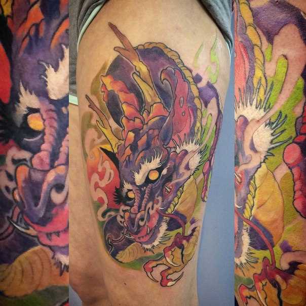 A tatuagem na sua coxa tem cara de dragão