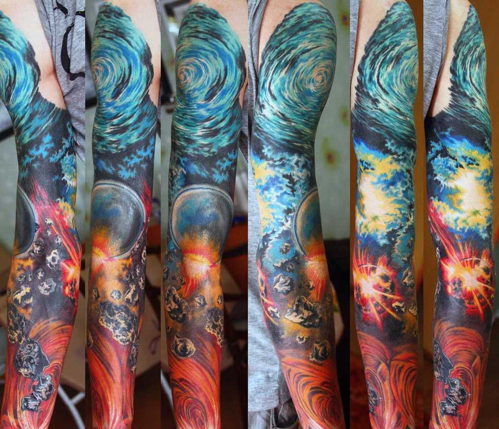 A tatuagem no braço de um cara - o espaço