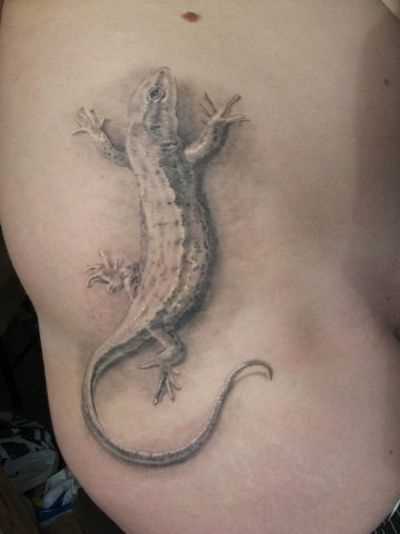 A tatuagem no lado da menina - lagarto