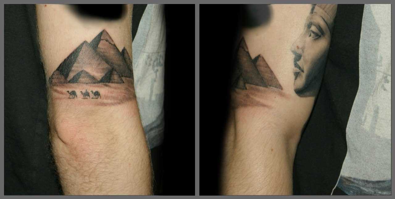 A tatuagem no ombro de um cara - de pirâmide