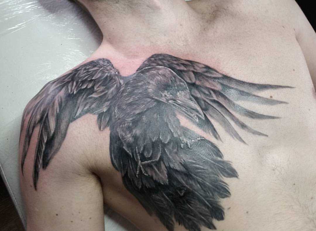 A tatuagem no peito do cara - o corvo