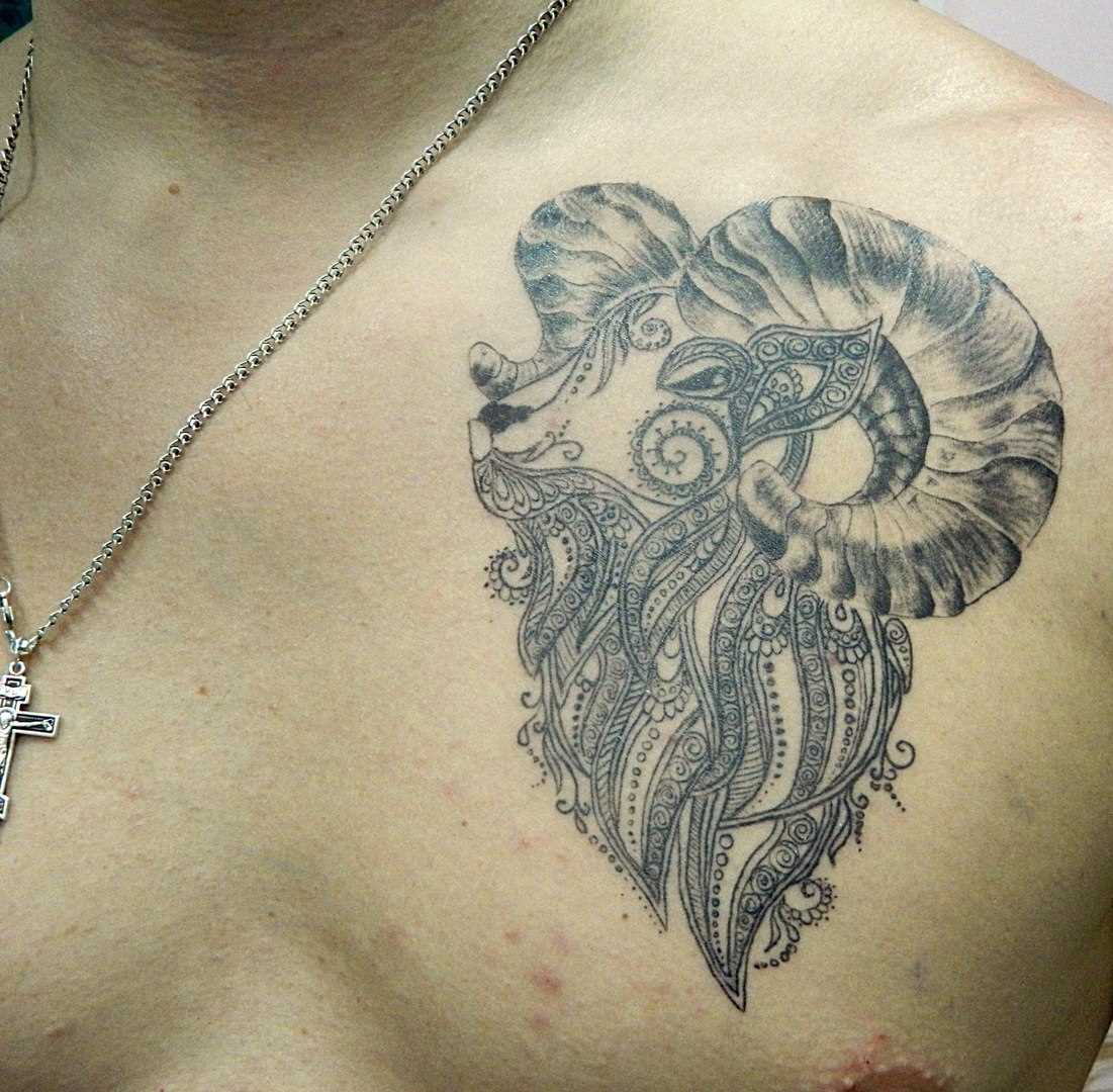 A tatuagem no peito do cara - signo de Áries