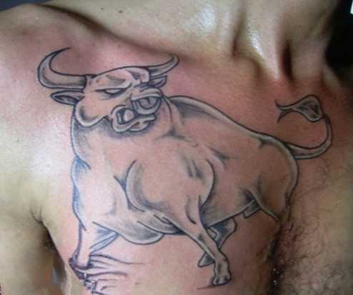 a tatuagem no peito, o homem - touro