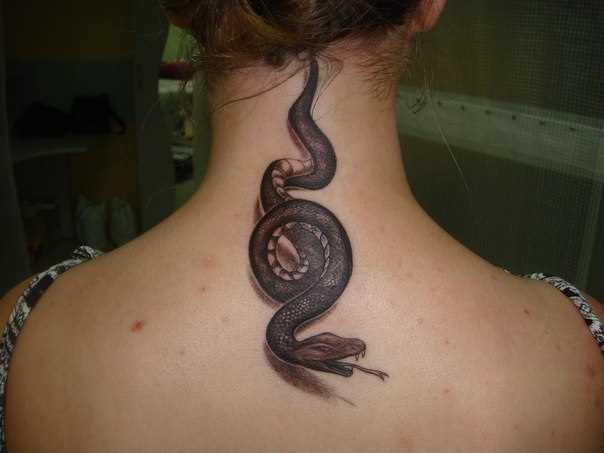 A tatuagem no pescoço da menina - cobra