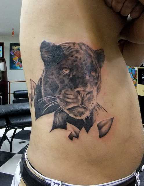 Bela tatuagem no lado do cara - pantera