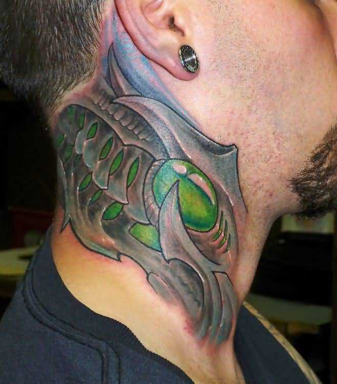 Biomecânica tatuagem no pescoço do cara