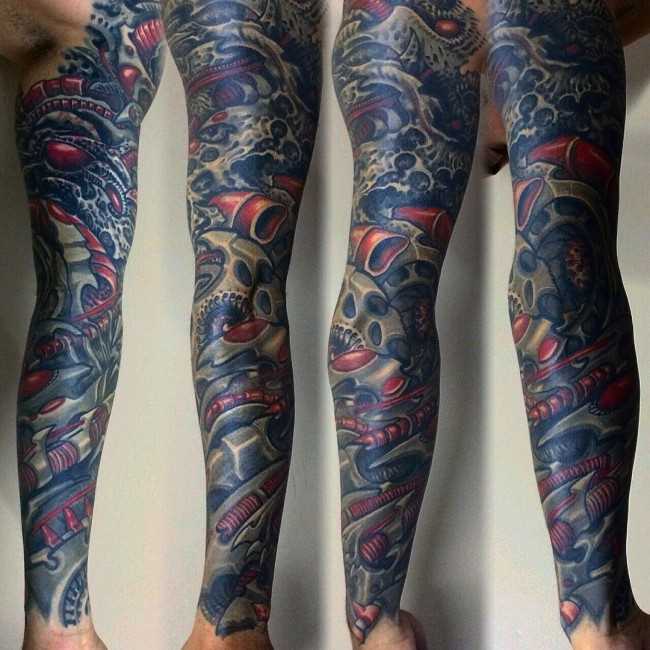 Biomekhanicheskaia tatuagem que tem no braço homens