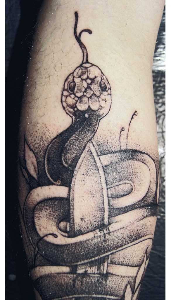 Cobra - se a tatuagem no estilo dotcom arte na mão de um cara