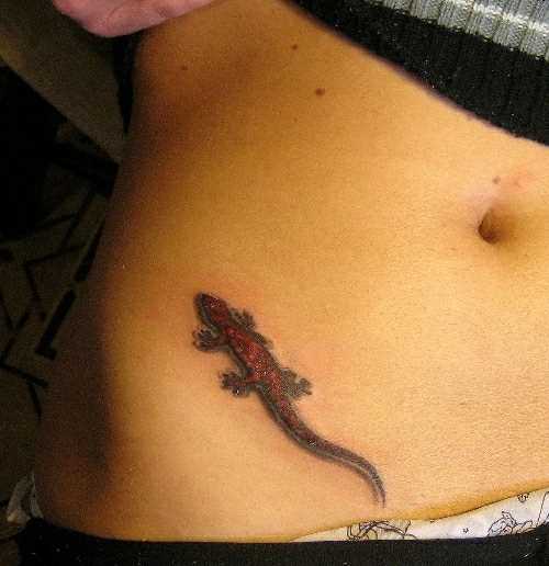 Cores de tatuagem na barriga da menina - lagarto
