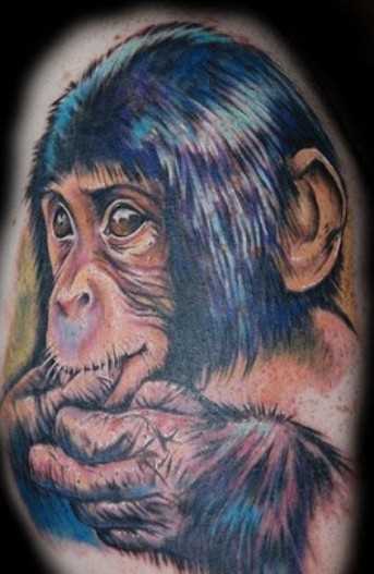 Cores de tatuagem no ombro o homem - macaco