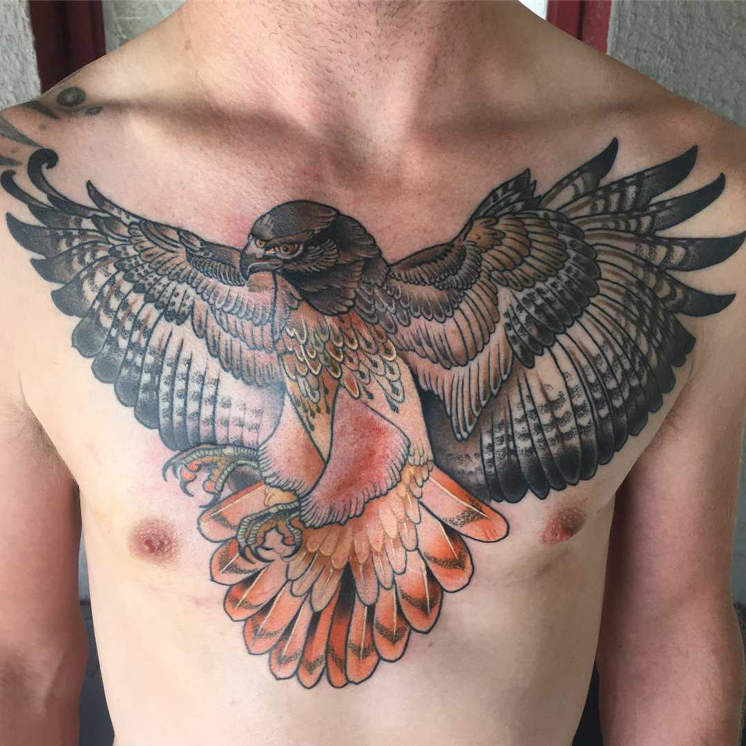 Legal a tatuagem de falcão no peito do homem