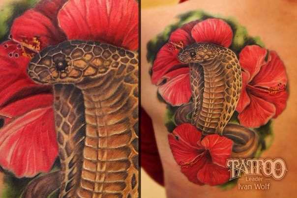 Tattoo blade a menina de cobra e de flores