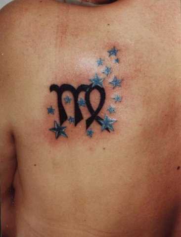 Tattoo blade a menina - signo de Virgem e estrelas