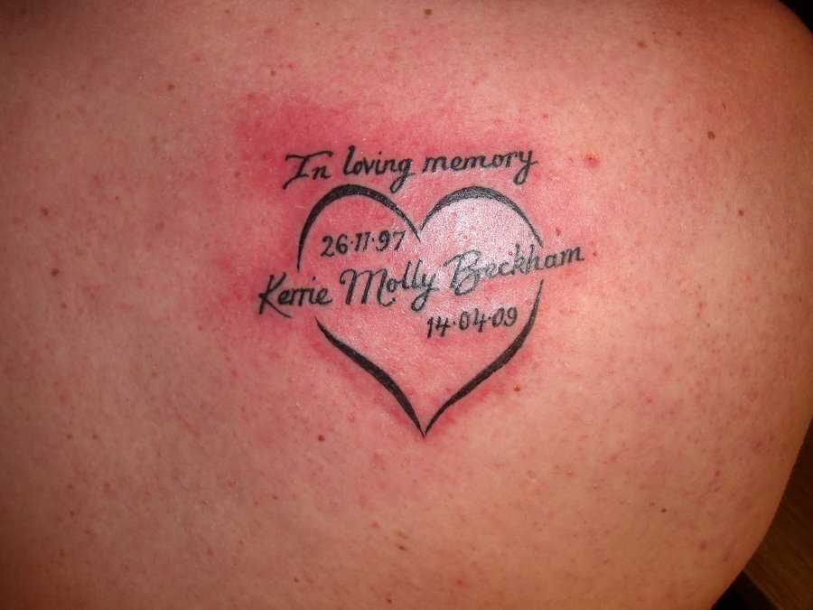 Tattoo blade menina - o coração e a inscrição
