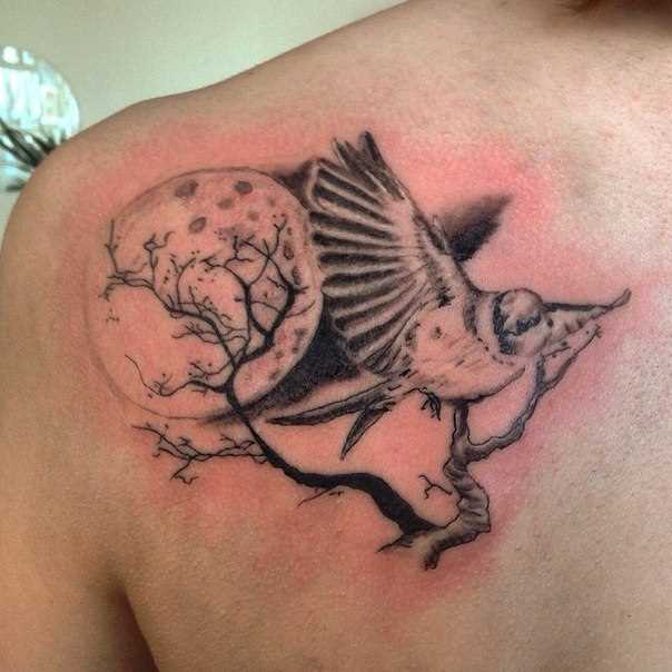 Tattoo blade o cara - a árvore e a andorinha