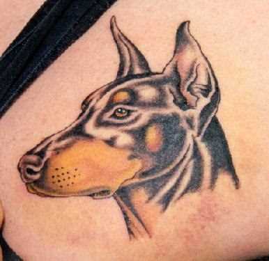 Tatuagem blade a menina - a cabeça de um cão