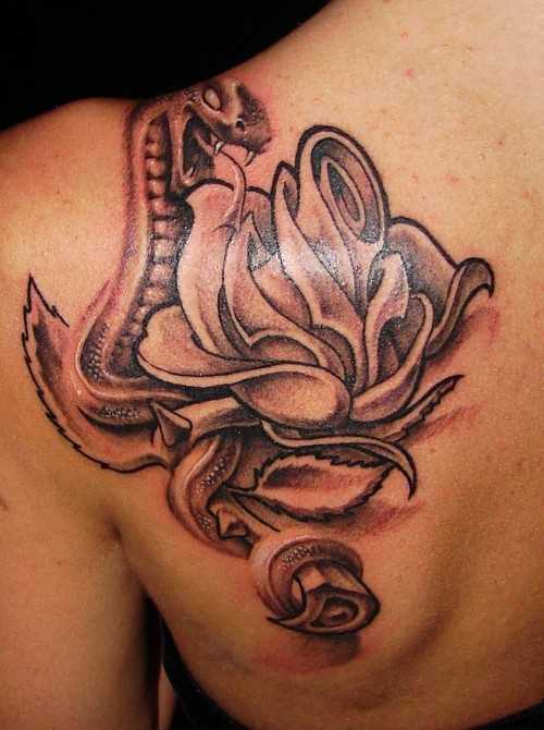 Tatuagem blade menina - a serpente e a rosa