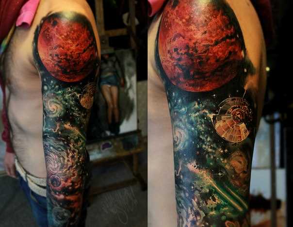 Tatuagem manga do cara - o espaço