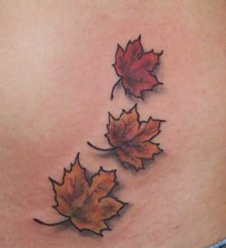 Tatuagem na barriga da menina - folhas
