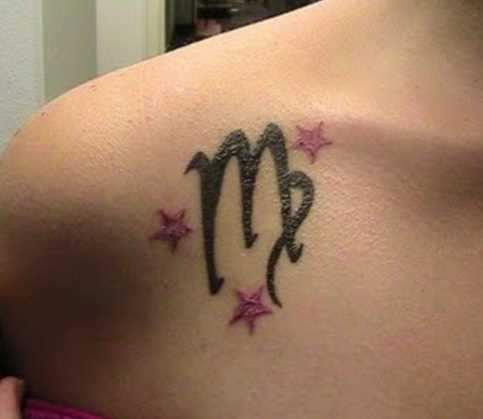 Tatuagem na clavícula meninas - signo de virgem e estrelas