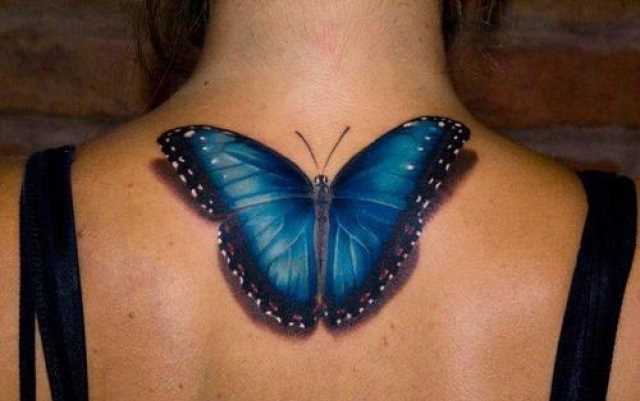Tatuagem na coluna da menina - borboleta
