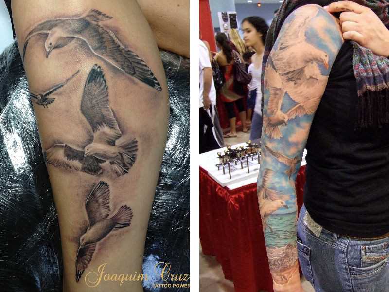 Tatuagem na perna da menina - gaivota