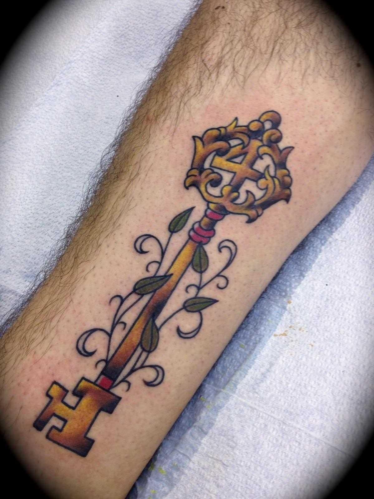 Tatuagem na perna de um cara - chave