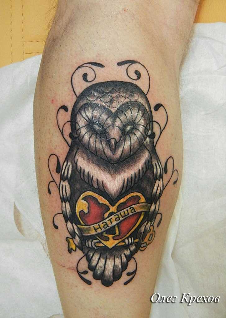 Tatuagem na perna do cara - de- coruja