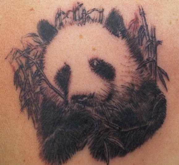 Tatuagem nas costas da menina - panda