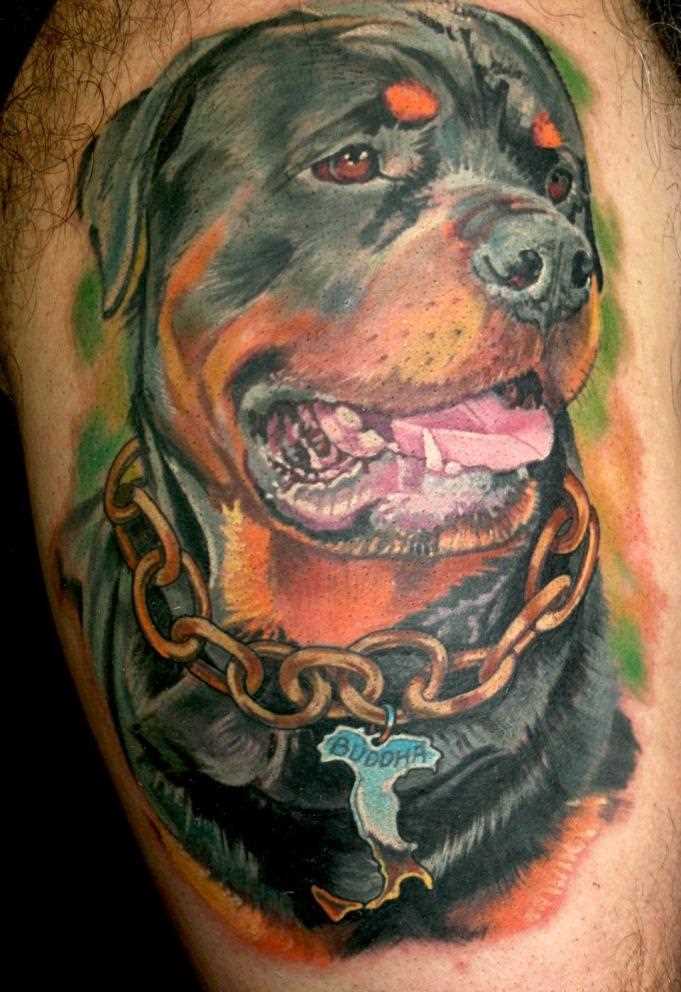 Tatuagem nas coxas do cara - de- cão