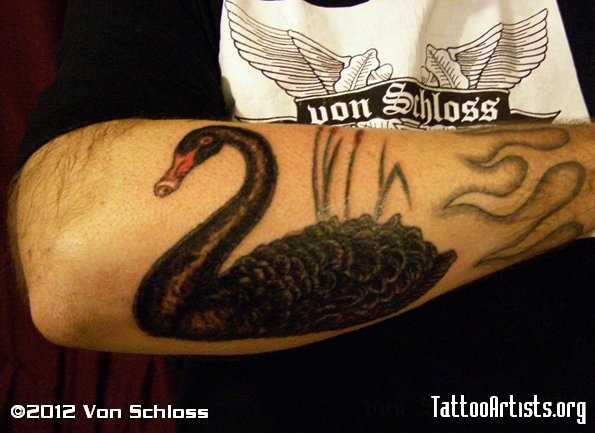 Tatuagem no antebraço cara - cisne