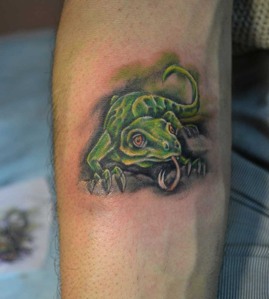 Tatuagem no antebraço do cara - de- lagarto