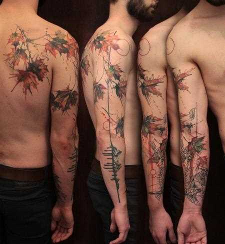 Tatuagem no braço e blade cara - folhas