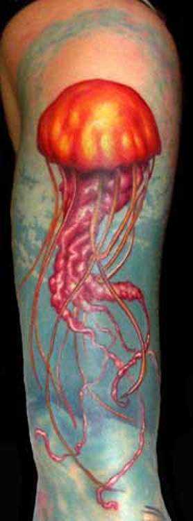 Tatuagem no ombro de um cara - de- água-viva