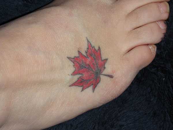 Tatuagem no pé da menina - folha de