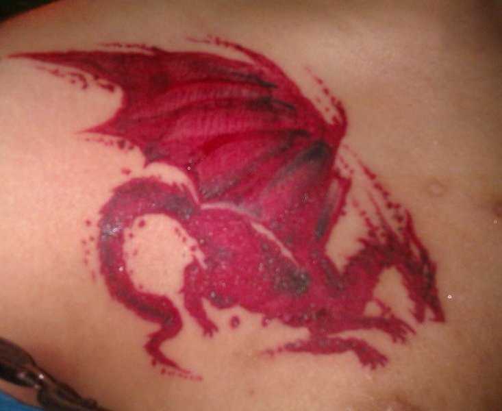 Tatuagem no peito da menina - dragão