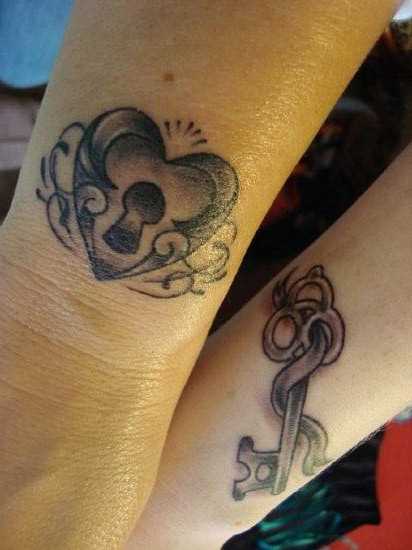 Tatuagem no pulso da menina - coração em forma de cadeado