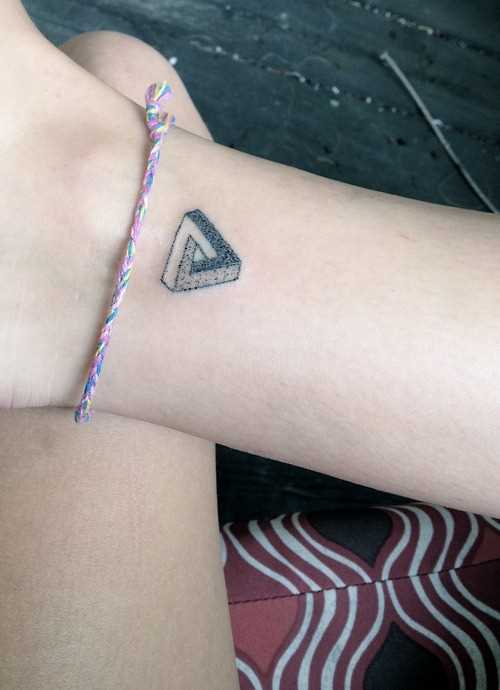 Tatuagem no pulso da menina - triângulo