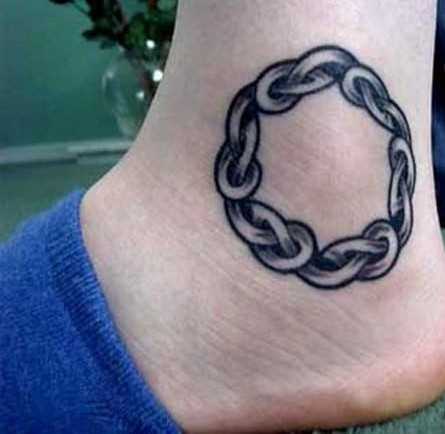 Tatuagem no tornozelo preto meninas cadeia em forma de círculo