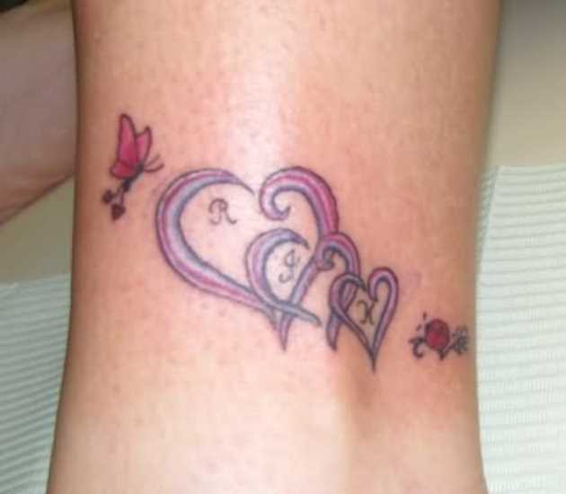 Tatuagem t menina de coração e borboleta