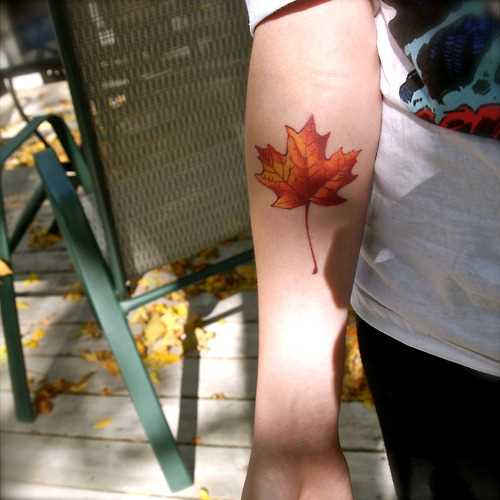 Uma tatuagem em forma de planilha, o antebraço, as meninas